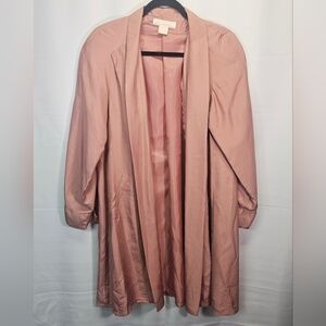 Elegant Salmon  Open Front Silk Coat